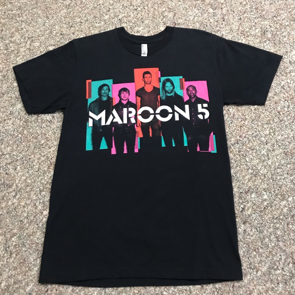 🎸 ‘13 Maroon 5 Maroon Five Band World Tour Columned Colors Tee Shirt - Picture 4 of 14